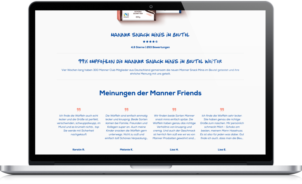 Ausschnitt vom Manner Club, wo User Generated Content abgebildet wird 